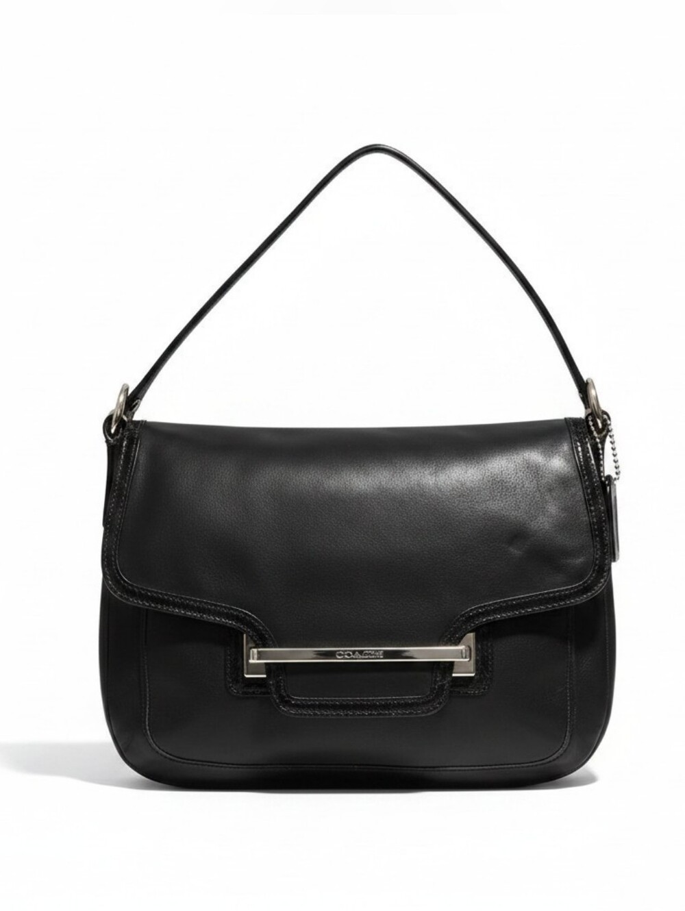 Coach Taylor Flap Black Leather Shoulder Bag W/ Chrome HW Gently Loved